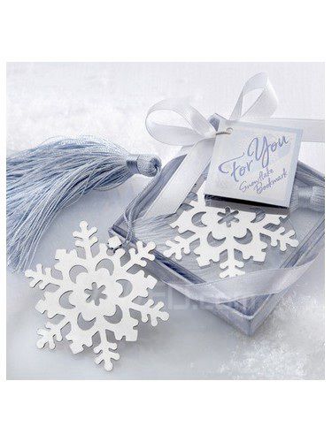 Silver Finish Snowflake Bookmark With Ice Blue Tassel