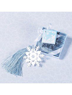 Silver Finish Snowflake Bookmark With Ice Blue Tassel