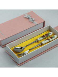 Ceramic Handle Fork And Spoon Set Wedding Favor