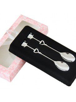 Silver Teacups Spoon Set Wedding Favor