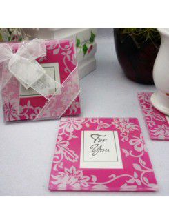 Picture Perfect Pink Glass Photo Coasters(set of 2)