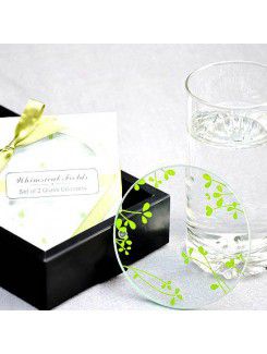 Leaves Design Round Coasters (Set Of 2)