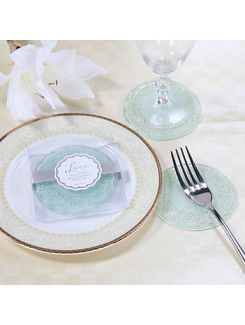 Exquisite Lace And Frosted Glass Coasters (Set of 2)