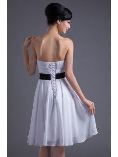 Chiffon Strapless Sheath Knee Length Sash Cocktail Dress