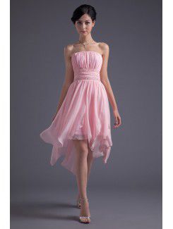 Chiffon Strapless Sheath Knee Length Sequins and Sash Cocktail Dress