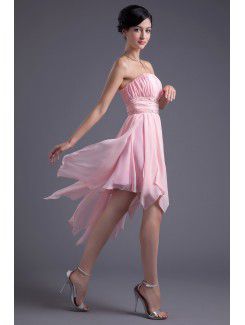 Chiffon Strapless Sheath Knee Length Sequins and Sash Cocktail Dress