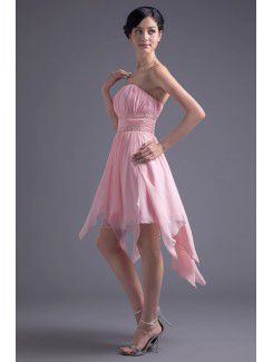 Chiffon Strapless Sheath Knee Length Sequins and Sash Cocktail Dress