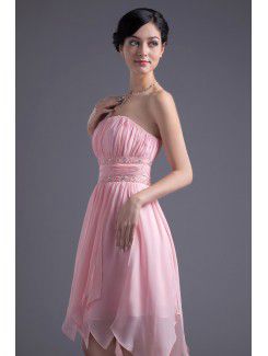 Chiffon Strapless Sheath Knee Length Sequins and Sash Cocktail Dress