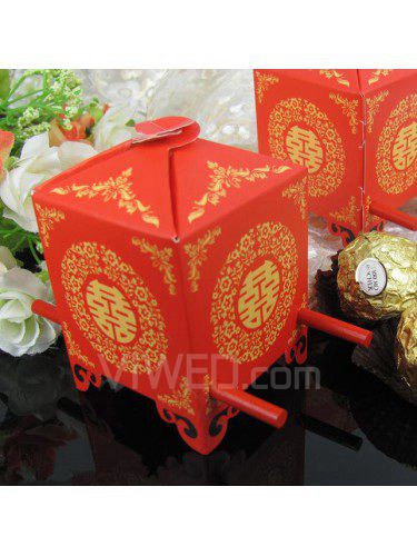 Asian Style Red Sedan Chair Favor Box (Set of 12)