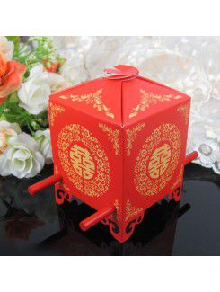 Asian Style Red Sedan Chair Favor Box (Set of 12)