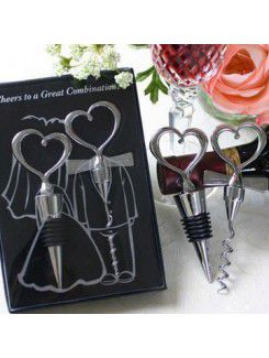 2 Pieces Deluxe Chrome Bottle Stopper Set