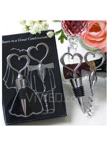 2 Pieces Deluxe Chrome Bottle Stopper Set