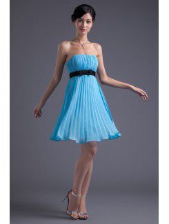 Chiffon Strapless Sheath Knee Length Sash and Bow Cocktail Dress