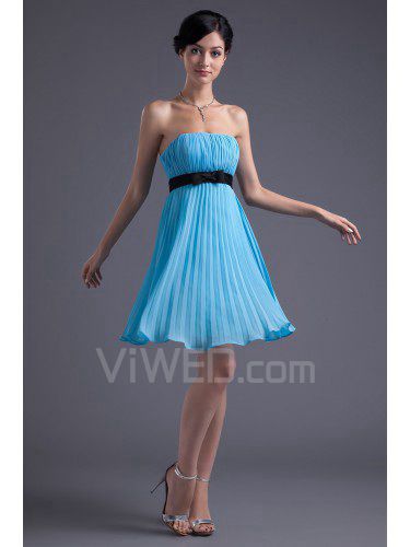 Chiffon Strapless Sheath Knee Length Sash and Bow Cocktail Dress