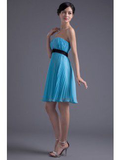 Chiffon Strapless Sheath Knee Length Sash and Bow Cocktail Dress