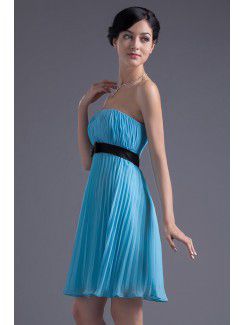 Chiffon Strapless Sheath Knee Length Sash and Bow Cocktail Dress