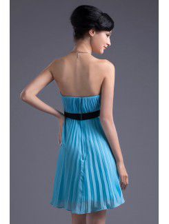 Chiffon Strapless Sheath Knee Length Sash and Bow Cocktail Dress