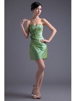 Taffeta Sweetheart Sheath Short Hand-made Flower Cocktail Dress