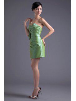 Taffeta Sweetheart Sheath Short Hand-made Flower Cocktail Dress