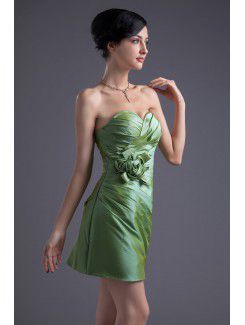 Taffeta Sweetheart Sheath Short Hand-made Flower Cocktail Dress