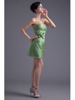 Taffeta Sweetheart Sheath Short Hand-made Flower Cocktail Dress