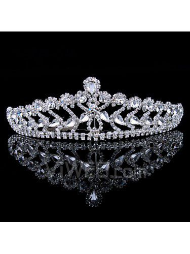 Alloy with Rhinestiones and Zircons Wedding Tiara