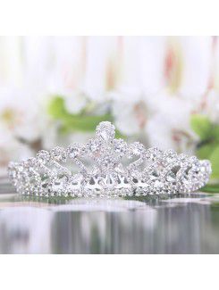 Alloy with Rhinestiones and Zircons Wedding Tiara