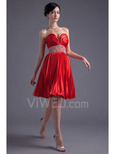 Satin Sweetheart Corset Knee Length Sash and Embroidered Cocktail Dress