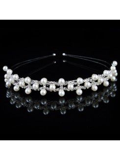 Beauitful Alloy with Pearls and Rhinestiones Bridal Tiara