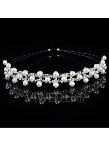 Beauitful Alloy with Pearls and Rhinestiones Bridal Tiara