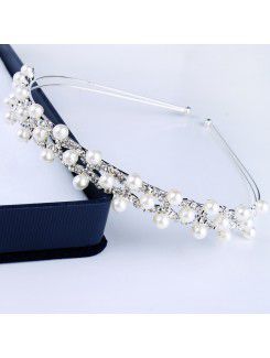 Beauitful Alloy with Pearls and Rhinestiones Bridal Tiara