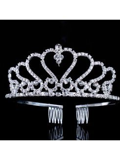 Liga lindo com zircões e rhinestiones casamento tiara