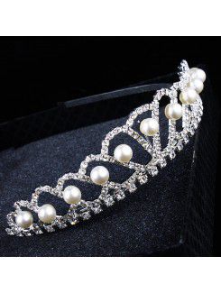 Gorgeous Alloy with Rhinestiones and Pearl Wedding Tiara