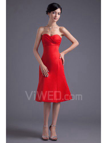 Satin Sweetheart Sheath Knee Length Cocktail Dress