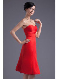 Satin Sweetheart Sheath Knee Length Cocktail Dress