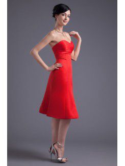 Satin Sweetheart Sheath Knee Length Cocktail Dress