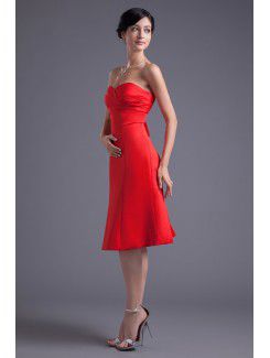 Satin Sweetheart Sheath Knee Length Cocktail Dress