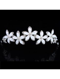 Beauitful Alloy with Zircons and Rhinestiones Wedding Tiara (Two Colors)