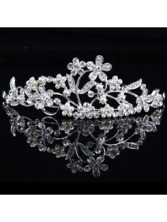 Alloy Flower with Pearl and Rhinestone Wedding Tiara