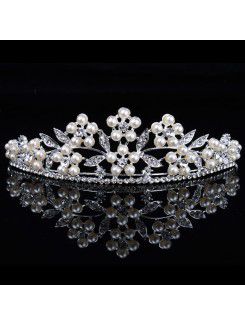 Beauitful Alloy with Pearls and Rhinestones Bridal Tiara