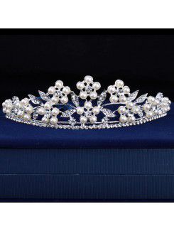 Beauitful Alloy with Pearls and Rhinestones Bridal Tiara