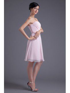 Chiffon Strapless Column Knee Length Sash Cocktail Dress