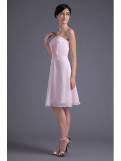 Chiffon Strapless Column Knee Length Sash Cocktail Dress