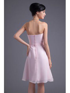 Chiffon Strapless Column Knee Length Sash Cocktail Dress