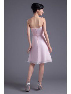 Chiffon Strapless Column Knee Length Sash Cocktail Dress