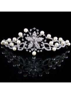 Beauitful pärlor och strass bröllop brud tiara