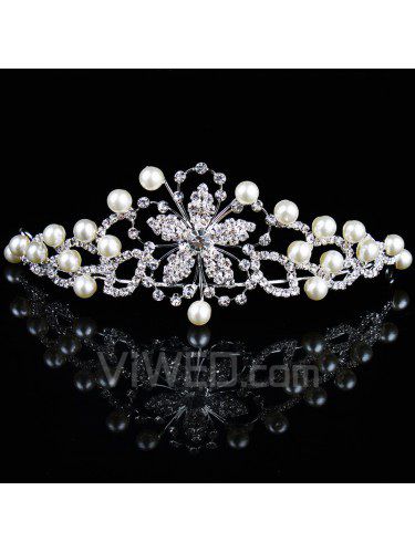 Beauitful perlas y diamantes de imitación boda nupcial tiara