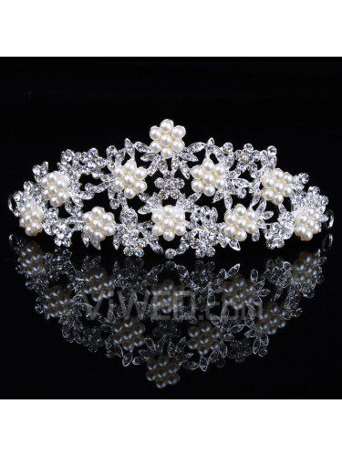 Gorgeous Alloy with Pearls and Rhinestiones Wedding Bridal Tiara