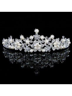 Legering met parels en strass bloemen bruids tiara ( twee kleuren )