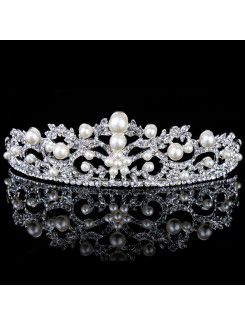 Beauitful pärlor och strass bröllop brud tiara